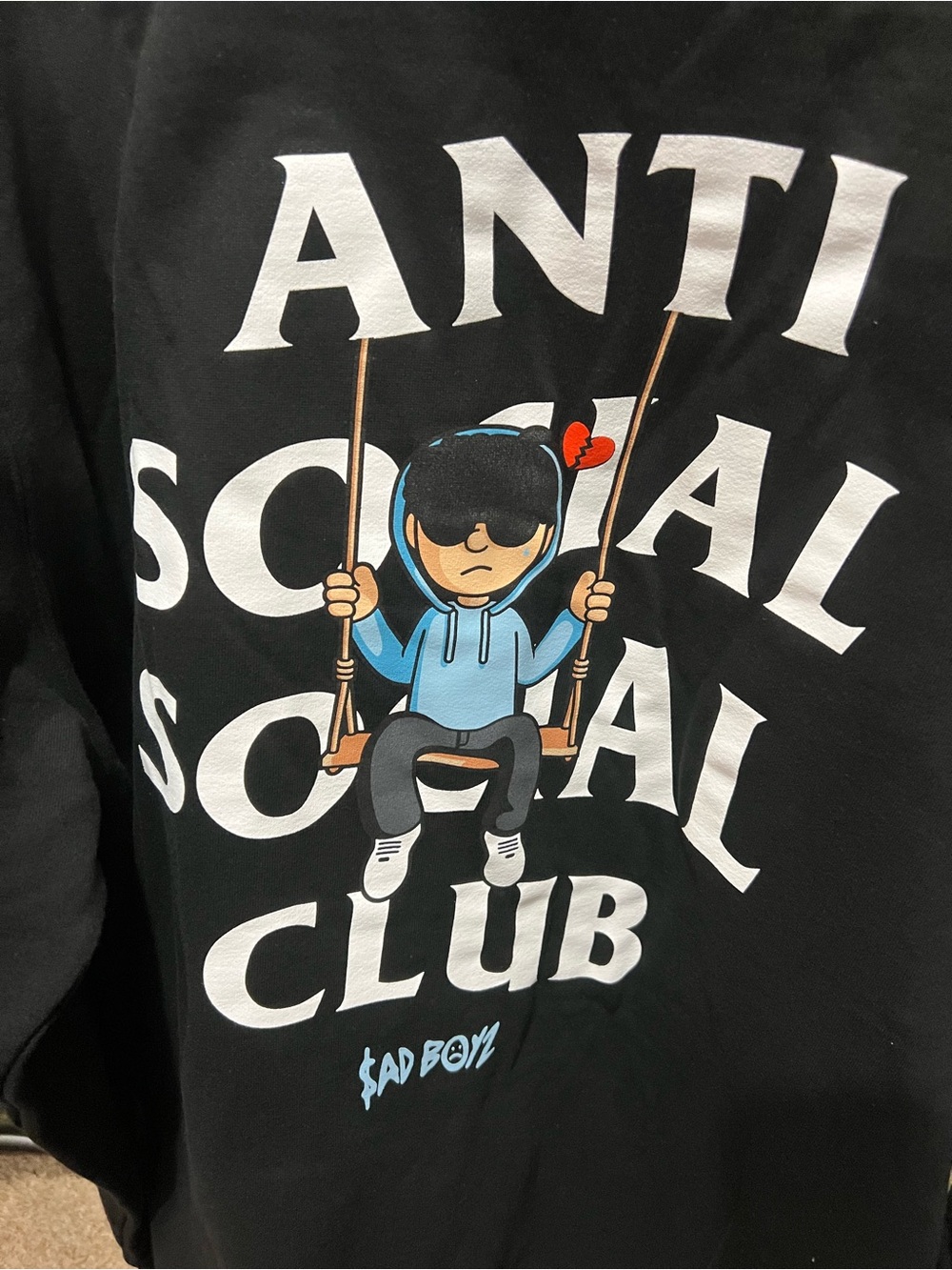 Anti Social Social Club Black Hoodie with Yellow Tag